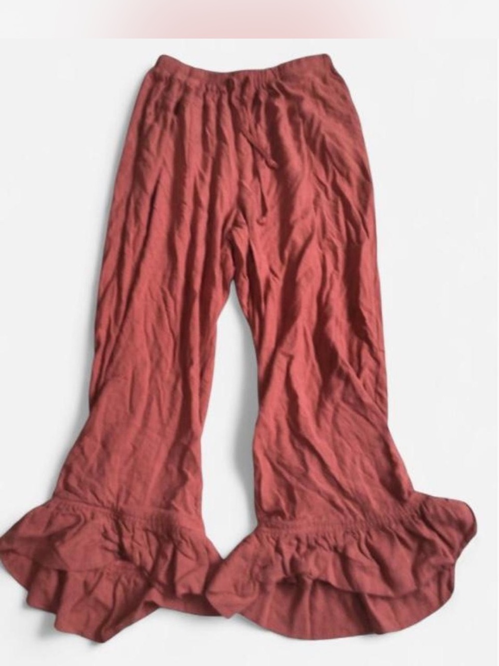 Tarse Linen Ruffle Hem Pantaloons- Dusty Rose Pink